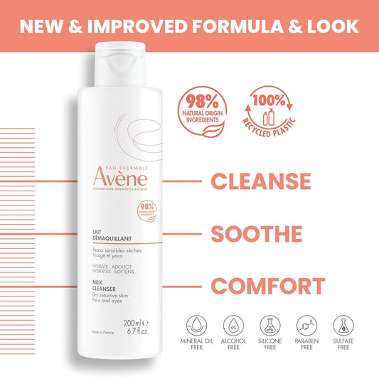 Avène Gentle Milk Moisturizing No Rinse Cleansing Lotion For Sensitive Skin, 6.7 Fl Oz (Pack Of 1) ( Packaging May Vary) : Beauty & Personal Care