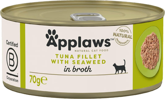 Applaws 100% Natural Cat Food, Tuna Fillet and Seaweed, 70 g Tin (Pack of 24)?1009NE-A