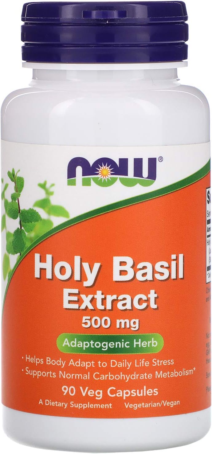 NOW Supplements, Holy Basil Extract 500 mg (Holy Basil is a Sacred Plant in Ayurveda), 90 Veg Capsules