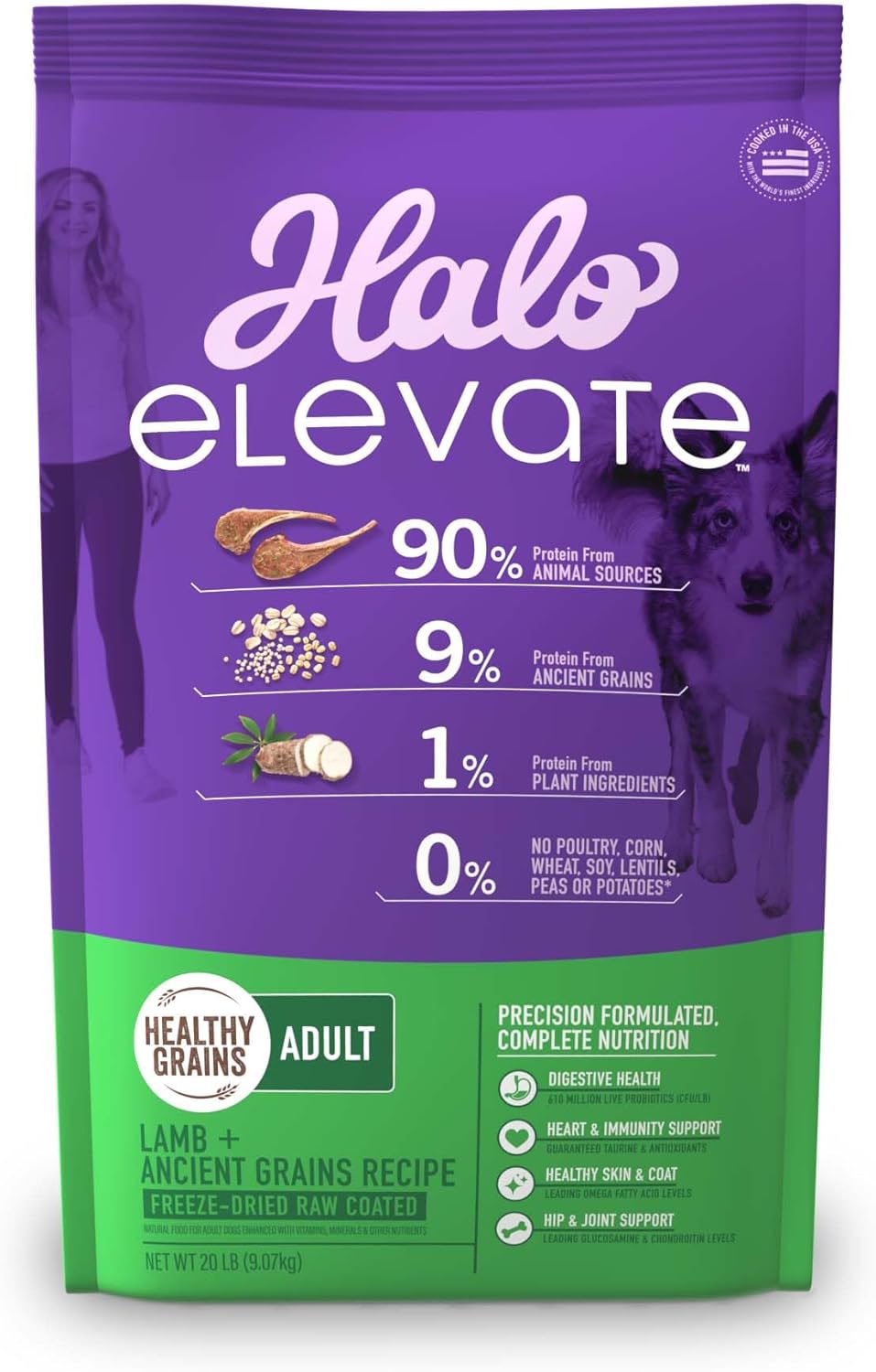 Halo Elevate Dry Dog Food, Healthy Grains Lamb Recipe, 20Lb