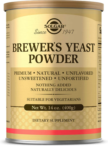 Solgar Brewer'S Yeast Powder, 14 Oz - Rich Source Of Amino Acids, B-Complex Vitamins, Minerals, & Protein - Natural, Unflavored, Unsweetened - Dairy Free, Vegetarian - 13 Servings (Packaging May Vary)