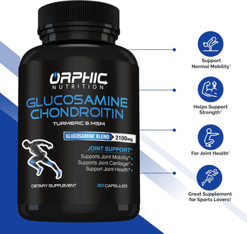 Orphic Nutrition Glucosamine Chondroiting Msm 2100Mg (90 Caps) - Joint Support Supplement For Men & Women* - Supports Joint Cartilage & Mobility