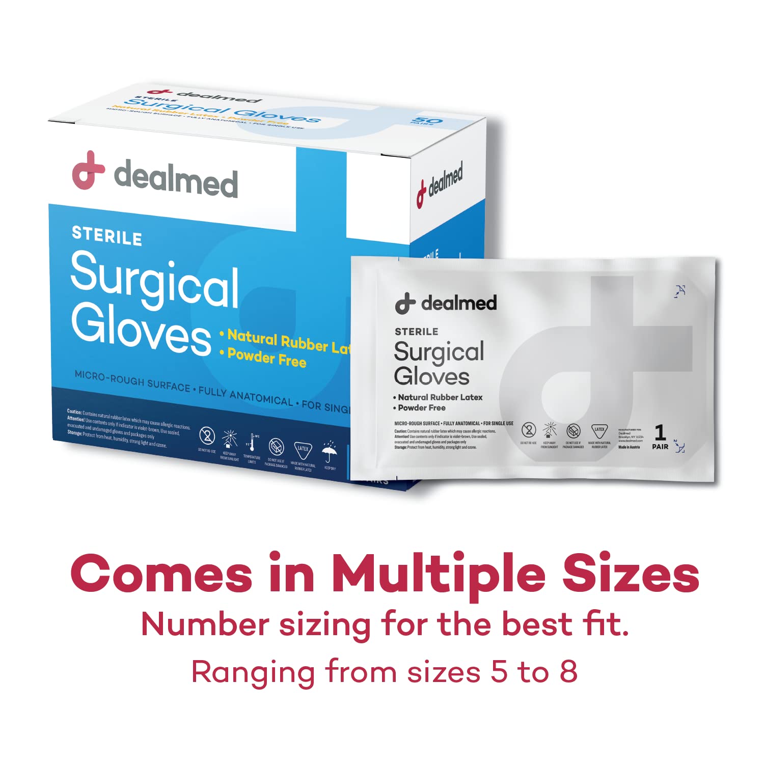 Dealmed Disposable Latex Gloves – Medical Gloves, Multi-Layer, Size 5.5, 50 Pairs Per Box