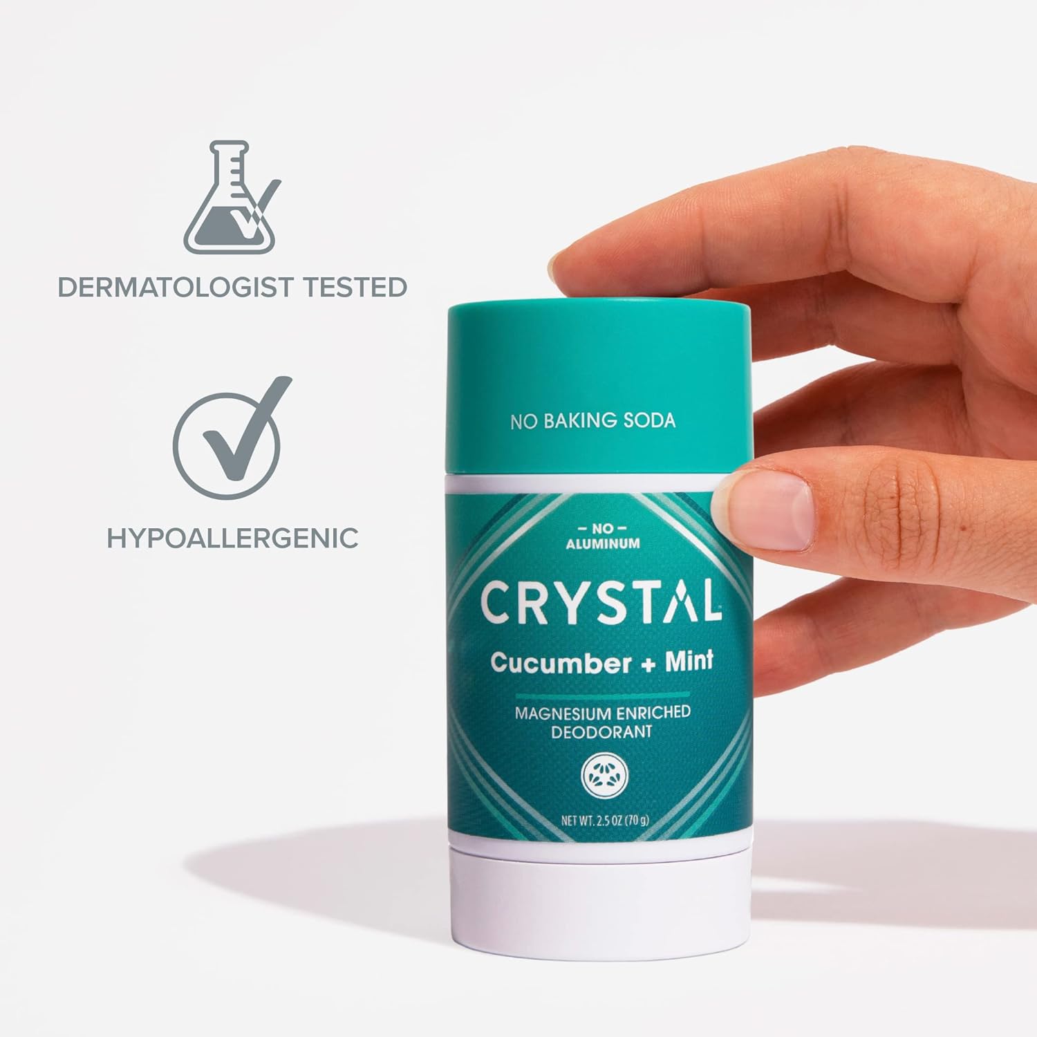 Crystal Magnesium Solid Stick Natural Deodorant, Non-Irritating Aluminum Free Deodorant for Men or Women, Safely and Effectively Fights Odor, Baking Soda Free, Cucumber + Mint, 2.5 oz : Beauty & Personal Care