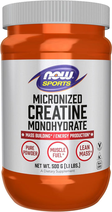 NOW Sports Nutrition, Micronized Creatine Powder 500 g, Mass Building*/Energy Production*, 1.1-Pound