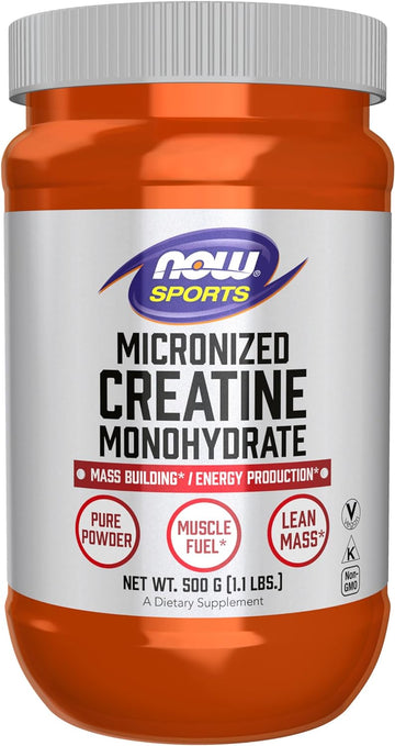 Now Foods Sports Nutrition, Micronized Creatine Powder 500 G, Mass Building*/Energy Production*, 1.1-Pound