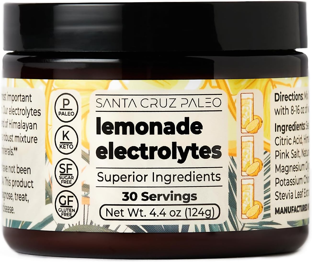 Santa Cruz Paleo Real Salt Electrolytes Powder, Lemonade, Hydration Dr
