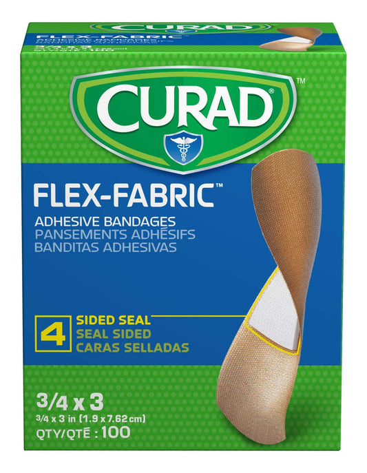 Curad Flex Fabric Adhesive Bandages, Bandage Size Is 3/4" X 3" (Box Of 100)