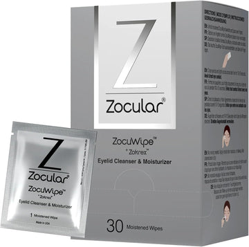 Zocuwipe Eyelid Wipes With Natural Okra Complex - Eyelid Cleanser And Moisturizer Pads - Eyelid Cleansing Wipes - Blepharitis Treatment - 15Ct