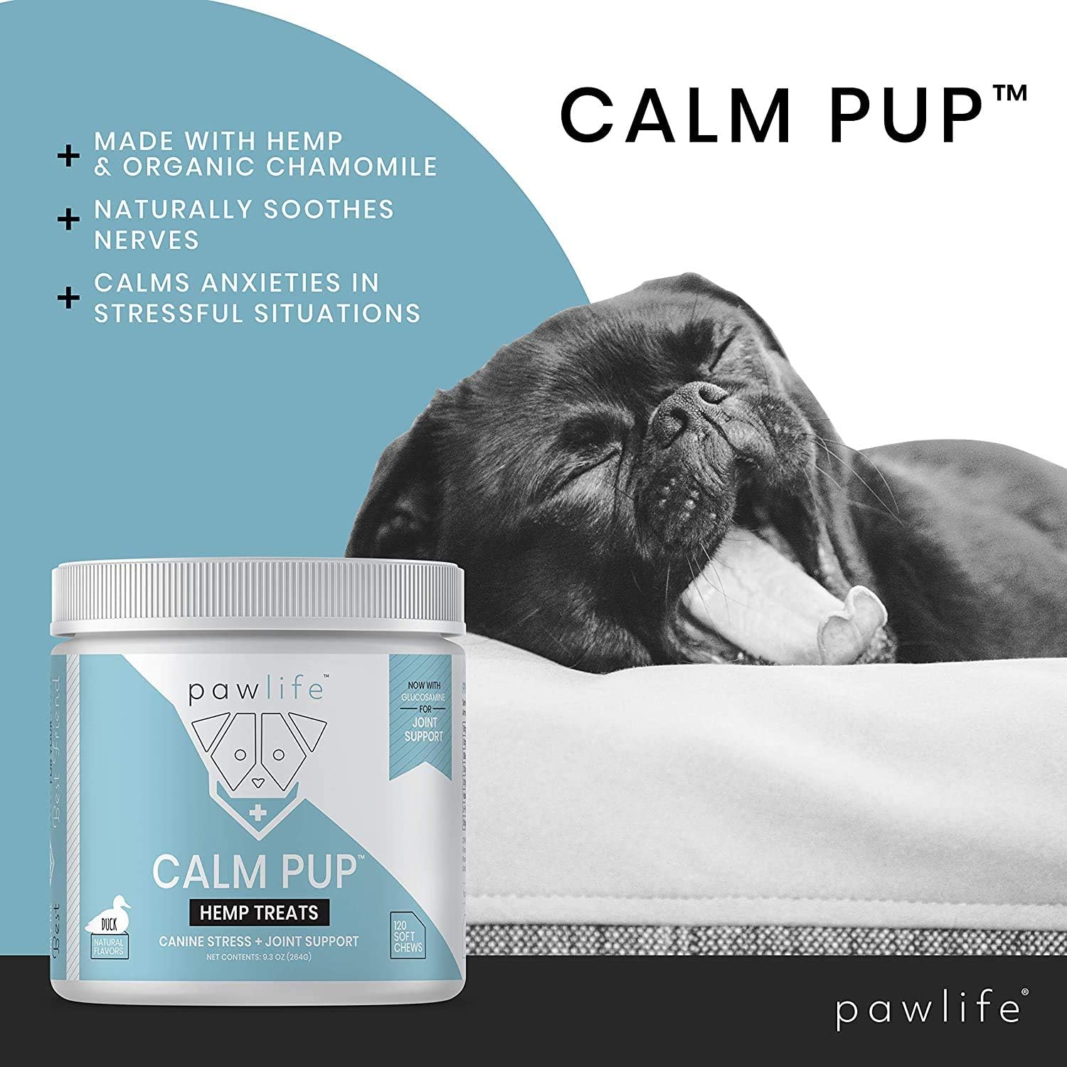 pawlife Organic Hemp Oil Infused Calming Chews for Dogs Anxiety - Dogs Essentials for Relief from Travel, Thunder, Separation, Barking, and Fireworks, Joint Pain, Arthritis, Pain Support Calm Pup : Pet Supplies