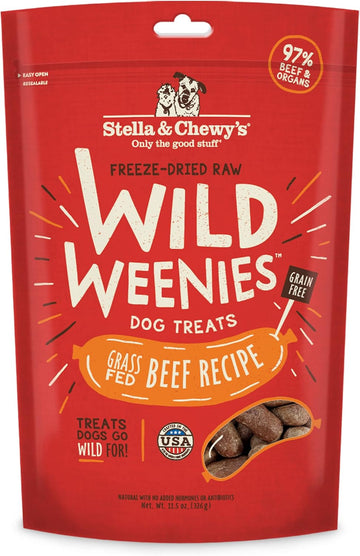 Stella & Chewy'S Freeze-Dried Raw Wild Weenies Dog Treats – All-Natural, Protein Rich, Grain Free Dog & Puppy Treat – Great For Training & Rewarding – Grass-Fed Beef Recipe – 11.5 Oz Bag