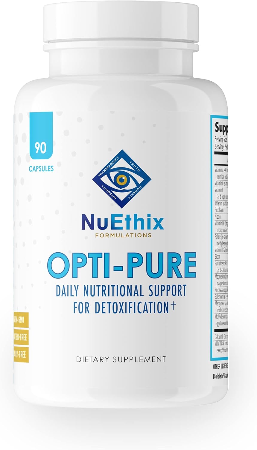 NuEthix Formulations Opti-Pure, Daily Nutritional Support for Detoxification Supplement, Supports Liver Function and Elimination of Toxins, 30 Serving Bottle