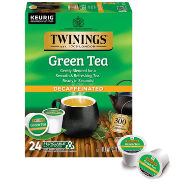 Twinings Decaffeinated Green Tea K-Cup Pods For Keurig, 24 Count (Pack Of 1), Smooth Flavour, Enticing Aroma, Enjoy Hot Or Iced | Packaging May Vary