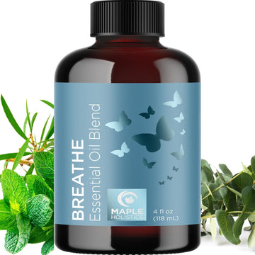 Breathe Blend Essential Oil for Diffuser - Invigorating Breathe Essential Oil Blend with Eucalyptus Peppermint Tea Tree and Mint Essential Oils for Diffusers for Home and Shower Aromatherapy 4oz