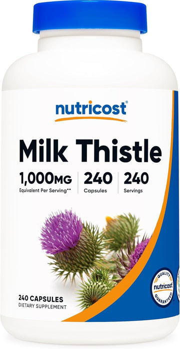 Nutricost Milk Thistle 250Mg (1000Mg Equivalent), 240 Vegetarian Capsules - 4:1 Extract - Non-Gmo And Gluten Free