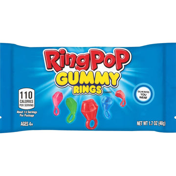 Ring Pop Gummies Rings - Individual 16 Packs Assorted Gummy Candy Flavors (1.7 Oz Bag) - Fun Candy For Birthdays And Celebrations