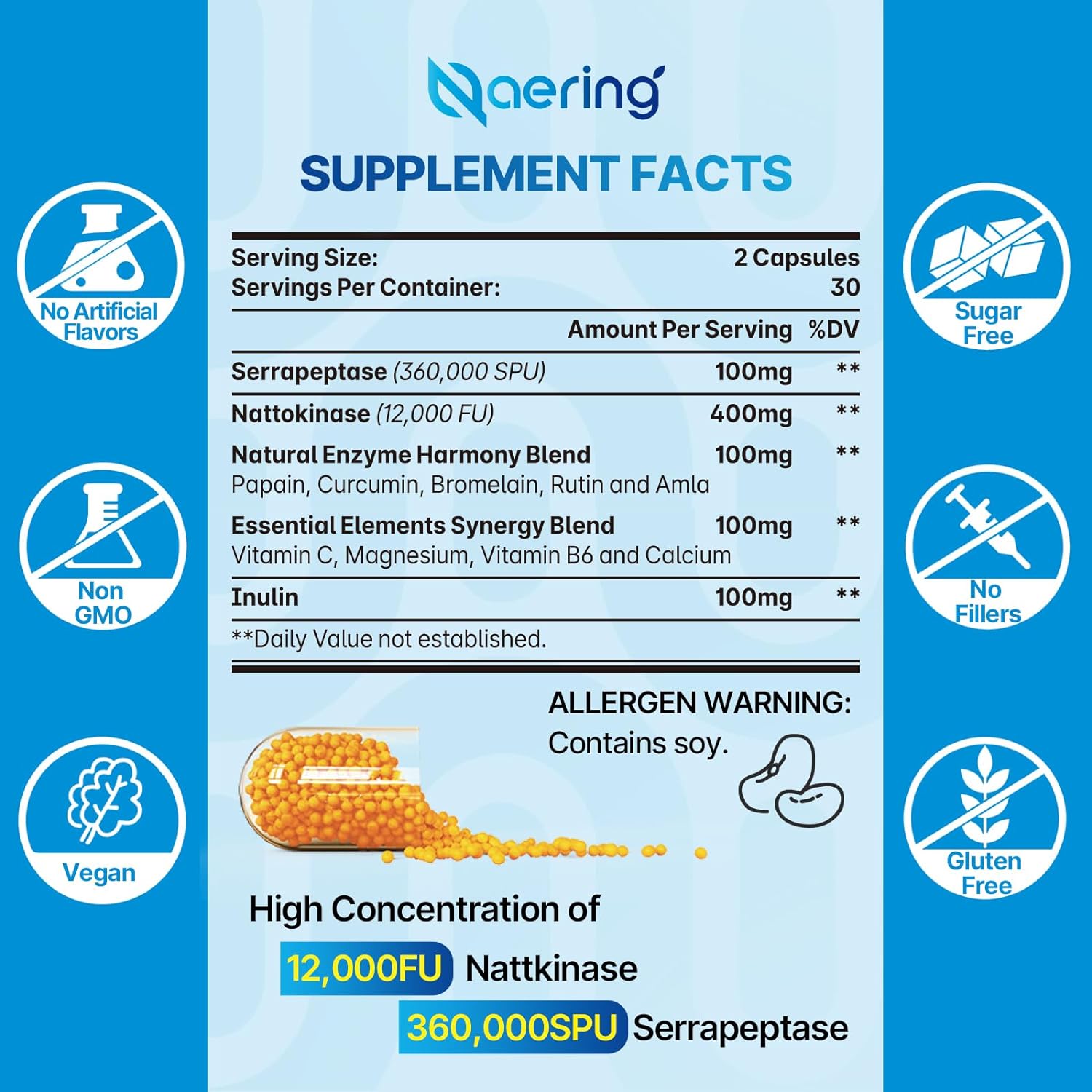 Organic Irish Sea Moss Capsules With Burdock Root, Bladderwrack And Bioperine Black Pepper - For Energy, Gut Health, Thyroid & Anti Aging - Vegan - 60 Ct