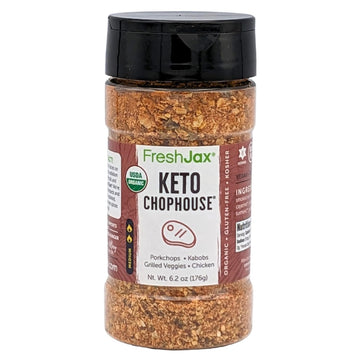 FreshJax Keto Chophouse Steak Seasoning Blend (6.4 oz Bottle) Non GMO, Gluten Free, Keto, Paleo, No Preservatives Organic Montreal Steak Seasoning | Handcrafted in Jacksonville