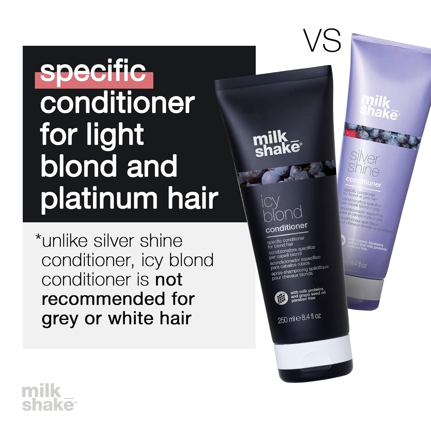 milk_shake Icy Blond Conditioner - Black Pigment Silver Conditioner for Very Light Blond and Platinum Hair, 33.8 Fl Oz (1000 Ml) : Beauty & Personal Care