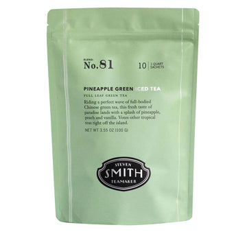 Smith Teamaker Pineapple Green Iced Tea No. 81, Refreshing, Caffeinated, Sustainably Grown Organic Full Leaf Green Iced Tea, 10 Count, 1 Quart Sachets