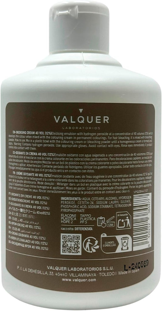 Professional Oxygen Valquer Cream Stabilised 40 volumes (12%) Permanent Hair Dye Professional Use Hairdresser Vegan Formula - 500 ml : Amazon.co.uk: Beauty