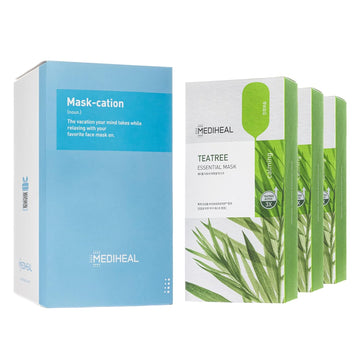 Mediheal Official [Korea'S No 1 Sheet Mask] - Tea Tree Essential Blemish Control Mask Jumbo Pack | 30 Masks, 3 X 10 Packs Skin Soothing & Sebum Control Mask Pack For Sensitive Oily Skin