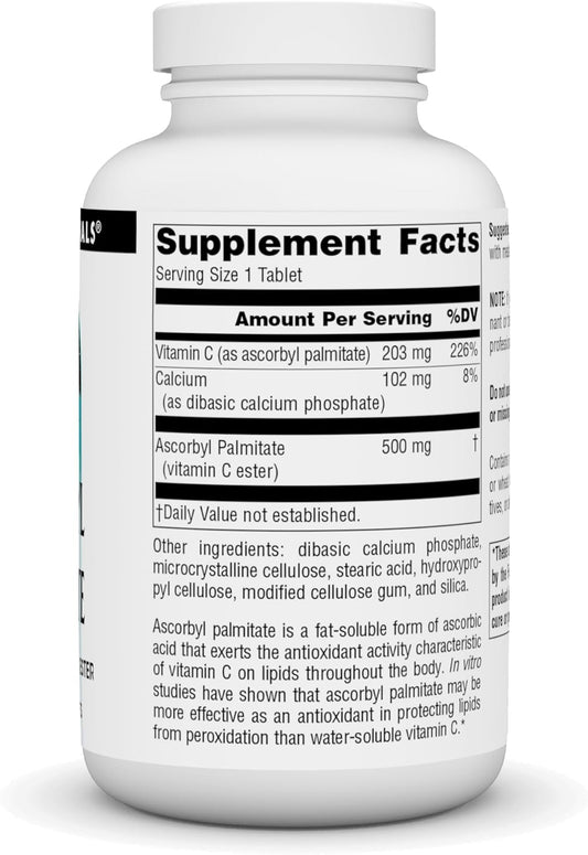 Source Naturals Ascorbyl Palmitate 500Mg Fat-Soluble Vitamin C Ester Supplement - 180 Tablets