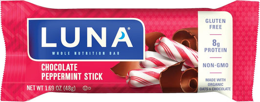 Luna Bar - Chocolate Peppermint Stick - Gluten-Free - Non-Gmo - 7-9G Protein - Made With Organic Oats - Low Glycemic - Whole Nutrition Snack Bars - 1.69 Oz. (12 Pack)