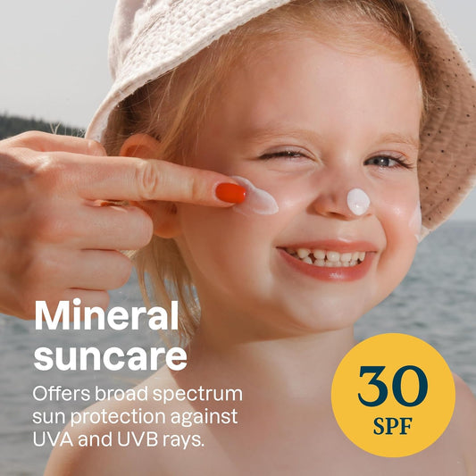 ATTITUDE Mineral Sunscreen for Baby and Kids with Sensitive Skin, EWG Verified, Broad Spectrum UVA/UVB, Dermatologically Tested, Plant and Mineral-Based Formula, Vegan, SPF 30, Unscented, 2.6 Oz