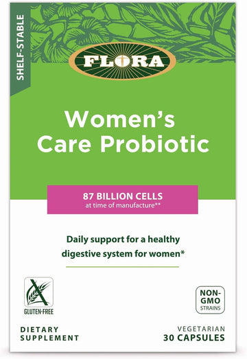 Flora - Women'S Care Probiotic With Eight Strains Of Beneficial Bacteria, Support Digestive & Vaginal Health, Fights Yeast And Uti Bacteria, Shelf Stable, 87 Billion Cfu'S, 30 Vegetarian Capsules