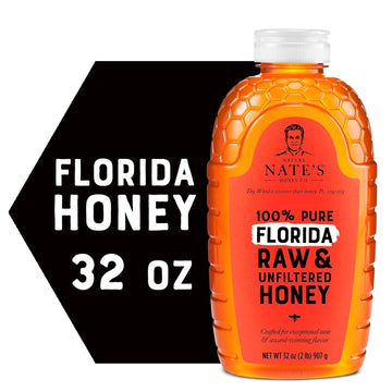 Nate'S Florida 100% Pure, Raw & Unfiltered Honey - 32 Oz. Squeeze Bottle - All-Natural Sweetener