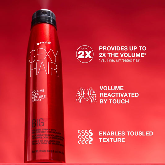 Sexyhair Big Volume Flex Texture Spray With Microfiber Technology | Builds Flexible Fullness | Provides Volume Up To 2X