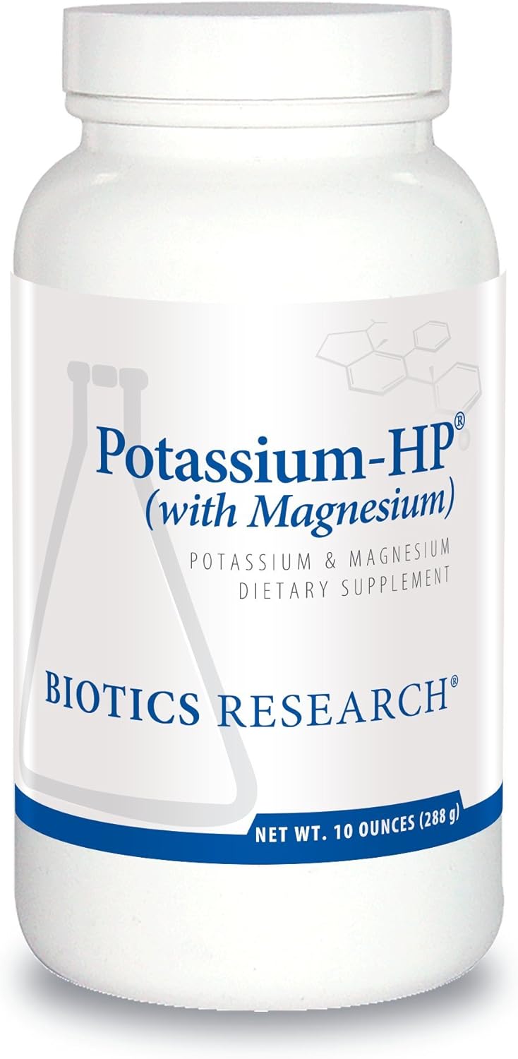 Biotics Research Potassium HP Potassium with Magnesium. Powdered Formula. Electrolyte. Supports Cardiovascular, Renal and Bone Health. Essential Mineral for Vascular and Muscle Function. 10 Ounces