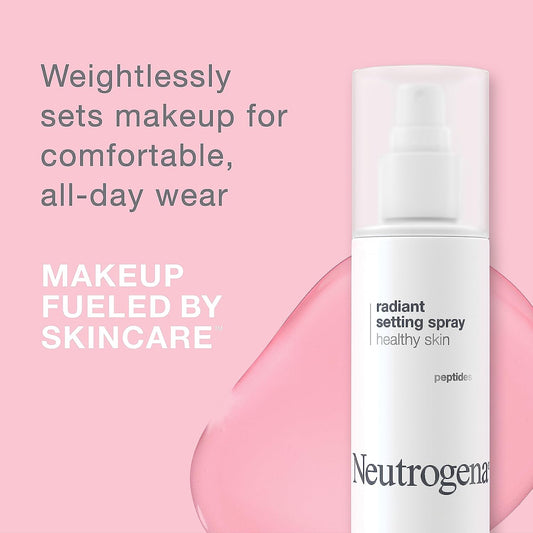 Neutrogena Healthy Skin Radiant Makeup Setting Spray, Long-Lasting, Formulated with Antioxidants & Peptides Weightless Face Setting Mist for Healthy Looking, Glowing Skin, 3.4 fl. oz