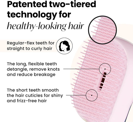 Tangle Teezer | The Compact Styler Detangling Hairbrush | Travel-Friendly With Protective Cover & Two-Tiered Teeth Design | Perfect For Wet, Dry & Flyaway Hair | Pearlescent Matte Chrome