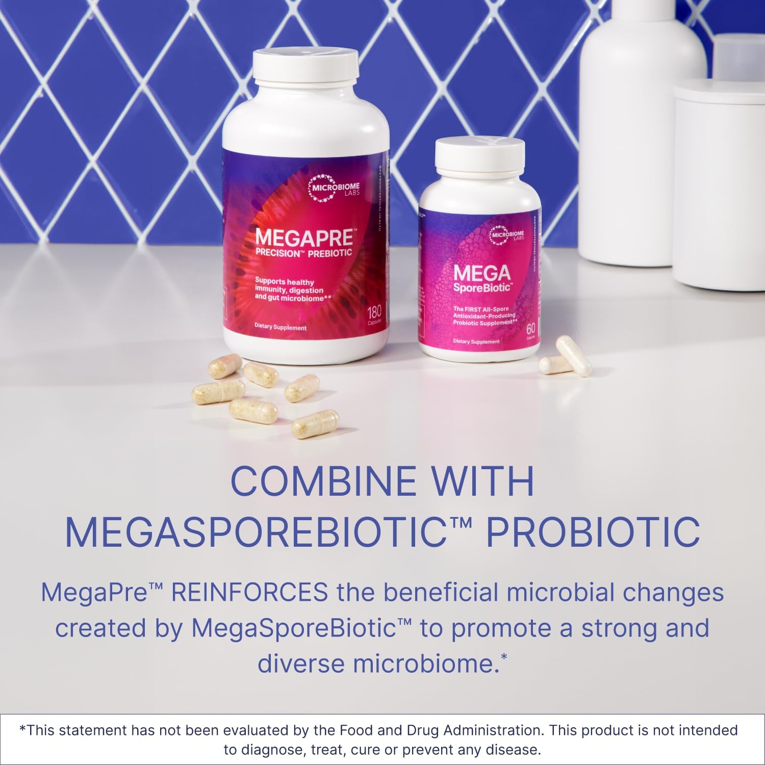 Microbiome Labs MegaPre DF - Dairy Free Prebiotic Supplement - Digestion Supplement to Support Bifidobacteria + Muciniphila - Prebiotic Fiber for Gut Health & Optimal Digestion (180 Capsules) : Health & Household