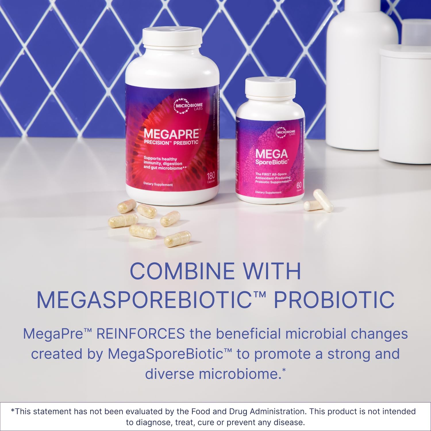 Microbiome Labs Megapre Df - Dairy-Free Prebiotic Fiber Supplement - Gut Health Prebiotics For Women, Men & Kids 3+ - Support Microbial Diversity (180 Capsules) : Health & Household