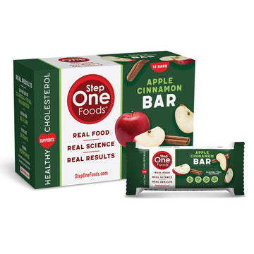 Step One Foods Apple Cinnamon Bars, Heart Healthy Snack Plant Sterols, Omega 3'S And Dietary Fiber Gluten Free Vegan Granola Bar (12 Pack)