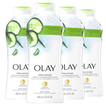 Olay Fresh Outlast Body Wash With Notes Of Cucumber And Aloe, 22 Fl Oz (Pack Of 4)