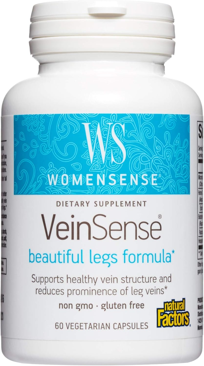 WomenSense VeinSense by Natural Factors, Beauty Supplement to Support Healthy Veins and Beautiful Legs, Vegan, Non-GMO, 60 capsules (20 servings)