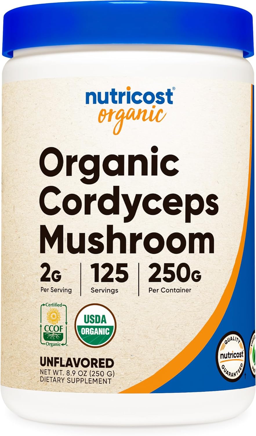 Nutricost Organic Cordyceps Mushroom Powder 250 Grams - USDA Certified Organic, Non-GMO, Gluten Free