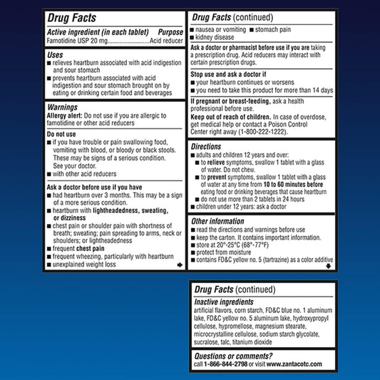 Zantac 360 Maximum Strength, Cool Mint, 25 Count, Heartburn Prevention & Relief, 20Mg Tablets