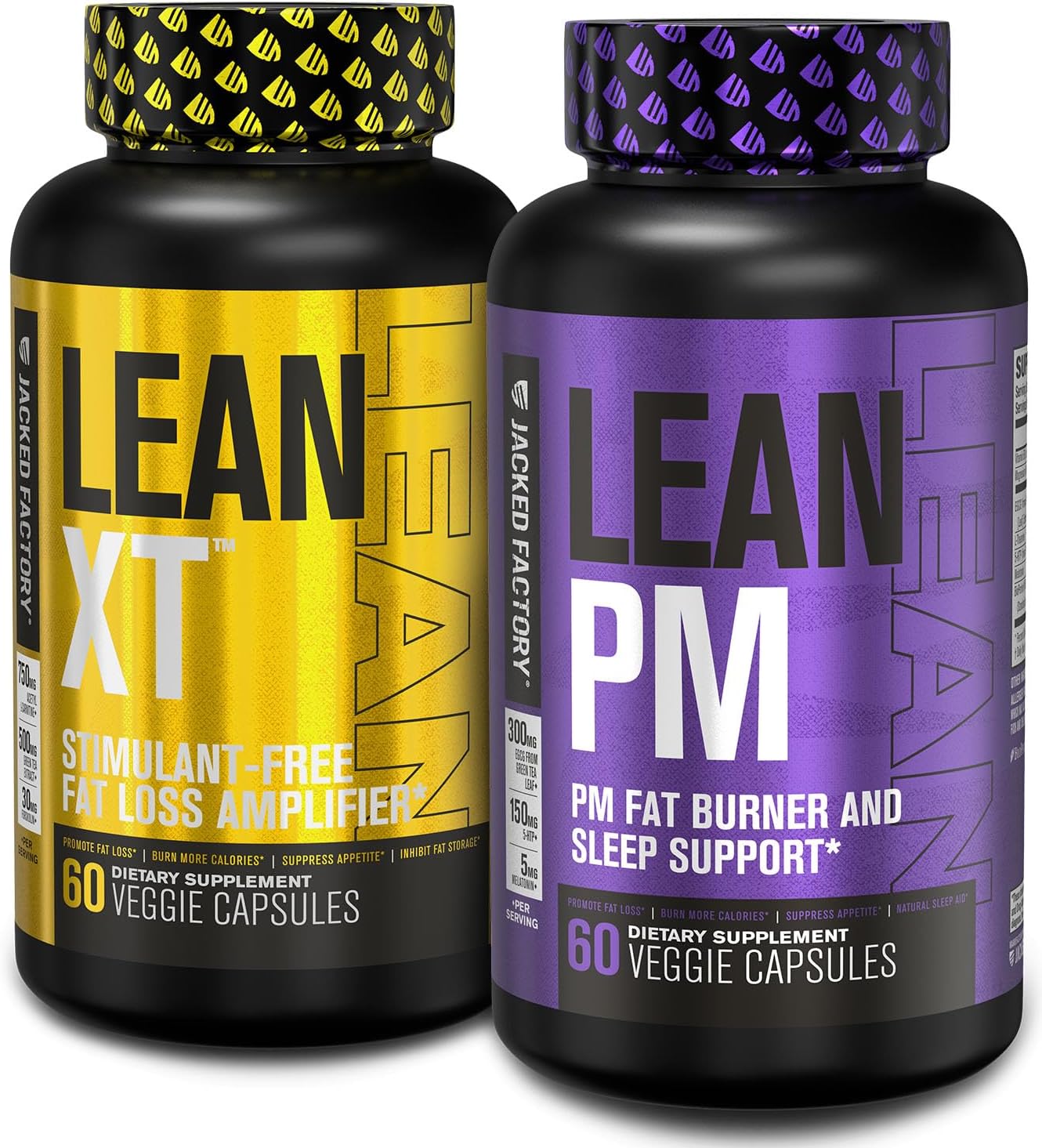 Jacked Factory Non-Stim Am/Pm Weight Loss Bundle | Lean Xt & Lean Pm (30 Day Supply)