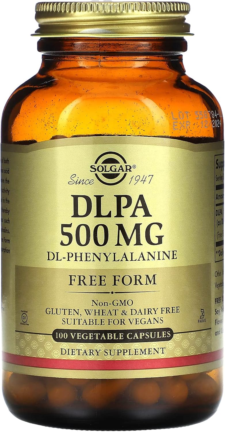 Solgar Dlpa 500 Mg, 100 Vegetable Capsules - Free Form Dl-Phenylalanine - 100 Servings, 100 Count (Pack Of 12)