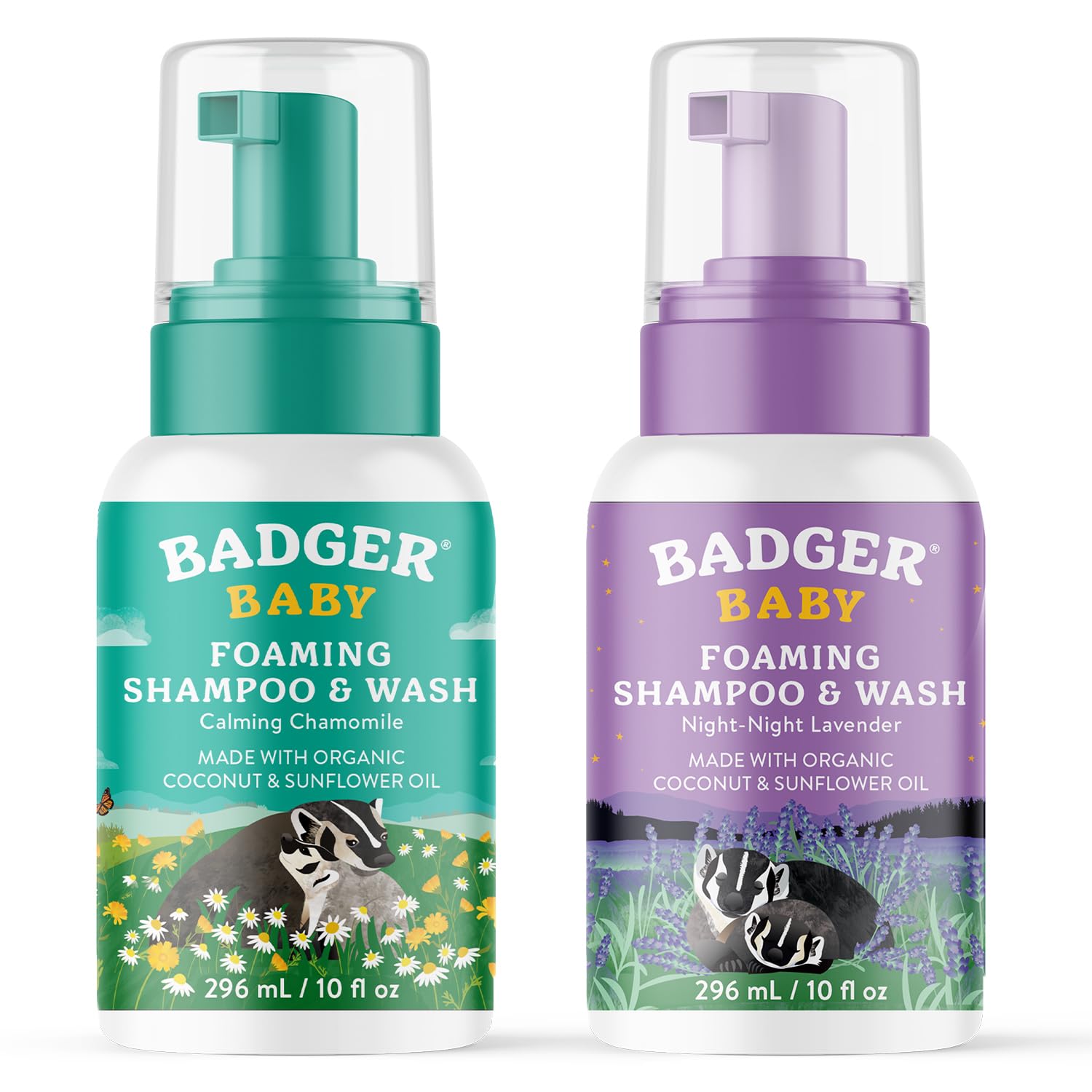 Badger Baby Wash, Calming Chamomile & Relaxing Night Night Lavender Combo, Organic Baby Body Wash, 4 fl oz (2 Pack) : Baby