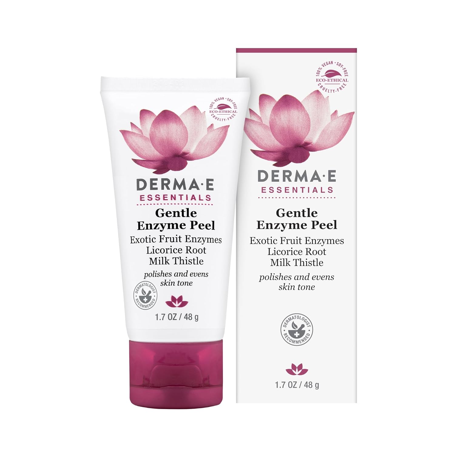 Derma E Gentle Enzyme Peel – Brightening Exfoliator Mask – Natural Enzymatic Chemical Peel With Papaya, Milk Thistle And Licorice Root - Resurfaces, Smooths And Rejuvenates Facial Skin, 1.7 Oz