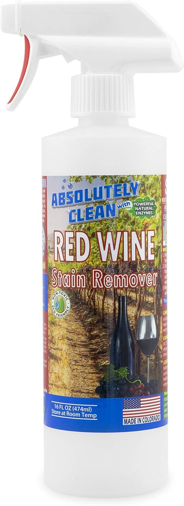 Amazing Red Wine Stain Remover – Natural Enzymes Eliminate Wine Stains Fast - Cleans Carpet, Upholstery, Clothing, Table Cloth & More - USA Made (16oz)
