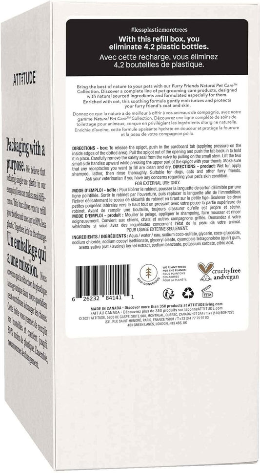ATTITUDE Shampoo for Cats and Dogs, Plant and Mineral-Based Ingredients, Vegan and Cruelty-Free Products for Pets, Bulk Refill, Soothing, Unscented, 67.62 Fl Oz : Pet Supplies