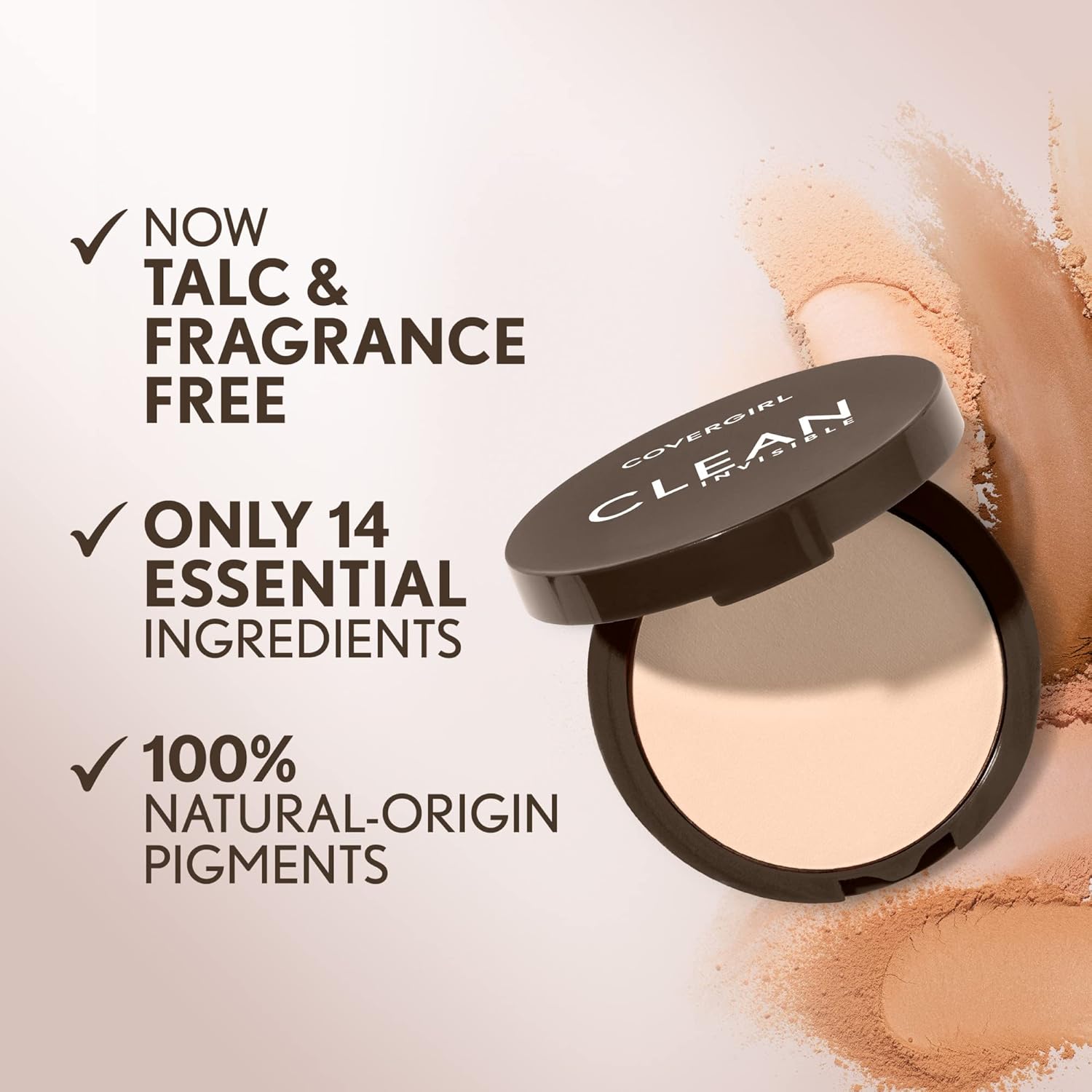 Covergirl Clean Invisible Pressed Powder, Lightweight, Breathable, Vegan Formula, Golden Caramel 180, 0.38Oz : Beauty & Personal Care