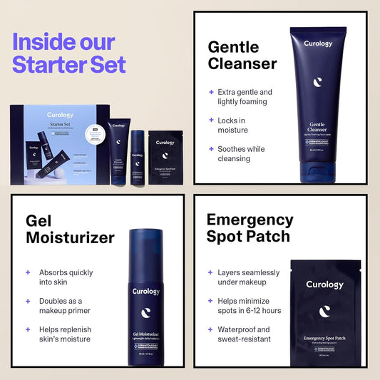 Curology Skin Care Starter Gift Set, Gentle Essentials Kit With Emergency Spot Patches For All Skin Types, 60 Day Supply